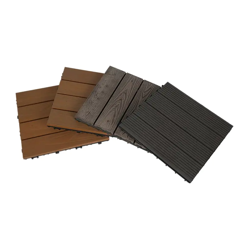 Carreaux de terrasse composites en relief à grain de bois emboîtables